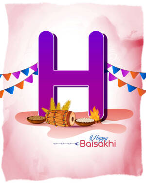 Letter H with Baisakhi decorations