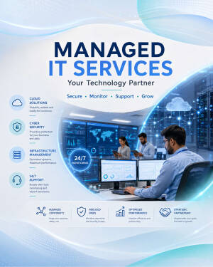 A professional IT specialist working in a server room monitoring network systems for managed IT services.