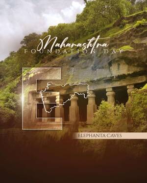 Maharashtra Foundation Day greeting featuring Elephanta Caves