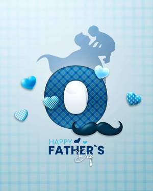 Silhouette of a father and child with a large '0' and Father's Day decorations