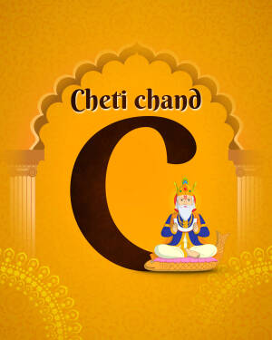 Cheti Chand greeting with the letter 'C' and a depiction of Jhulelal