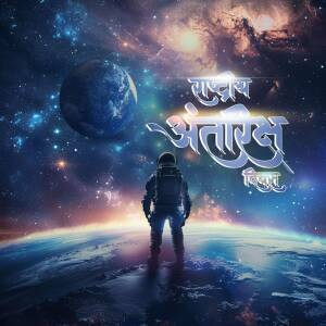 Astronaut gazing at Earth and a distant planet in a vibrant space scene.