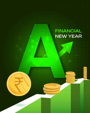 Green letter A with financial symbols and growth chart