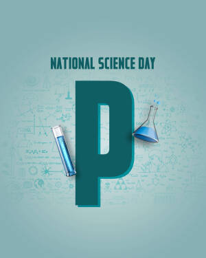 National Science Day graphic with science equipment and formulas