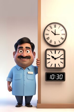 Cartoon Man And Time Image For X