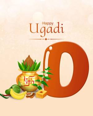 Ugadi festival greeting with traditional elements