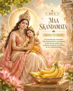 Maa Skandamata Navratri Day 5 Celebration Flyer For LinkedIn