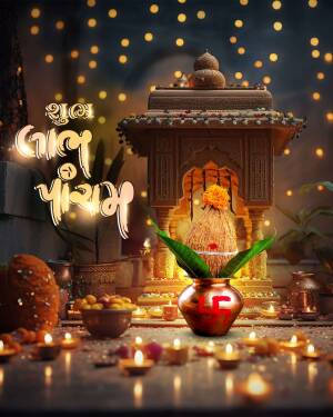 Image of a decorated Shiva temple with offerings and lit lamps for Maha Shivratri