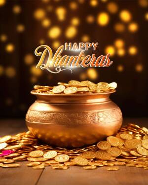 Happy Dhanteras - Golden Prosperity Artwork For Pinterest