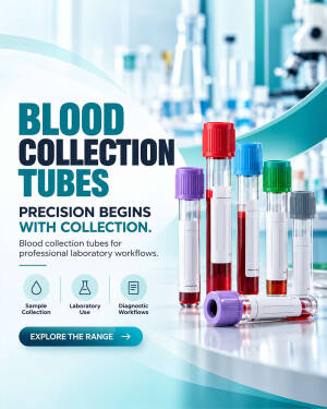 A collection of various color-coded blood collection tubes for medical laboratory diagnostics