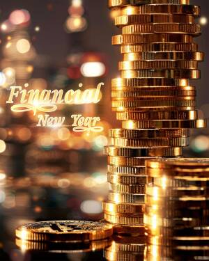 Financial New Year - Stack Of Coins Poster For LinkedIn