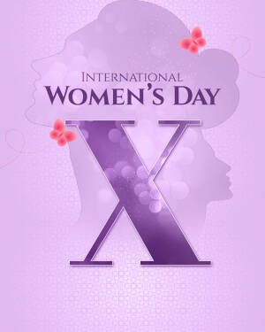 International Women's Day graphic with a female silhouette and the letter X