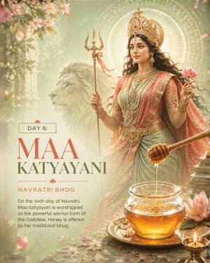Maa Katyayani Navratri Day 6 Worship Marketing Image For WhatsApp
