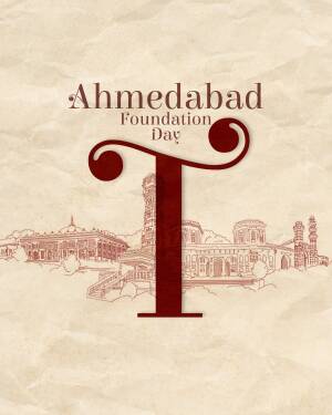 Ahmedabad Foundation Day celebration graphic with city skyline