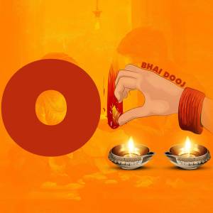 Bhai Dooj festival image with hand performing aarti and diya lamps