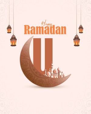 Ramadan Kareem illustration with crescent moon and lanterns