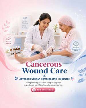A doctor providing homoeopathic treatment to a patient with a chronic wound.