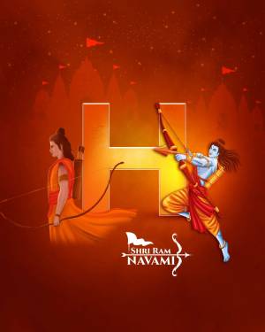 Ram Navami illustration with Lord Rama and Hanuman