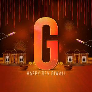 Letter G with Diwali lights and decorations