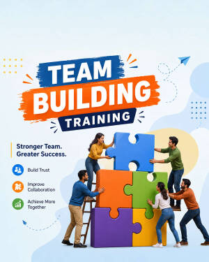 A diverse group of professionals working together to solve a large puzzle as part of a team building training session.
