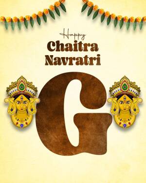 Chaitra Navratri greeting with Goddess Durga and the letter G