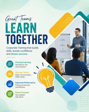 Business professional teaching a corporate training seminar to a team