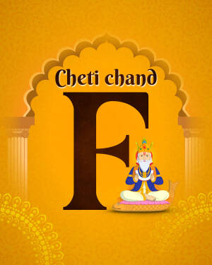 Image depicting Cheti Chand festival with the letter 'F' and a depiction of Jhulelal