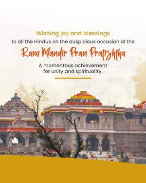Ram Mandir Pran Pratishtha - Wishing Joy And Blessings Status Post For Twitter