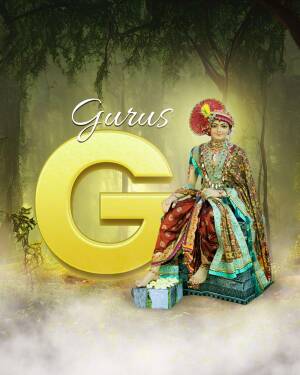 A stylized image featuring the letter 'G' with a woman in traditional Indian attire.