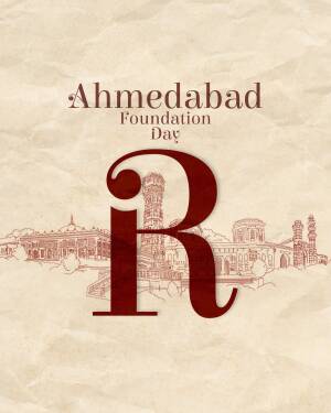 Ahmedabad Foundation Day celebration graphic with city skyline