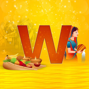 Diwali themed image with the letter W and traditional elements