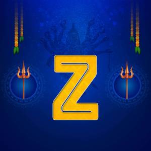 Golden letter Z with Durga Puja decorations