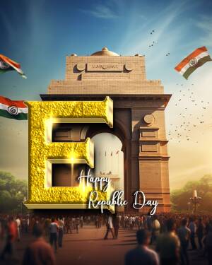 India Gate with the letter 'E' and the Indian flag for Republic Day
