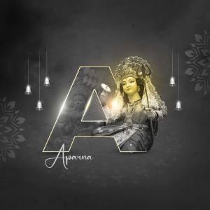Digital art of Goddess Aparna with the letter 'A'