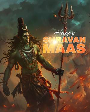 Happy Shravan Maas - Lord Shiva Poster For WhatsApp