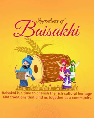 Illustration depicting the celebration of Baisakhi with traditional elements.