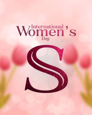 International Women's Day graphic with tulips and a sparkling 'S'