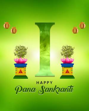Pana Sankranti festival greeting with traditional decorations
