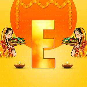 Diwali celebration with the letter E and traditional Indian women