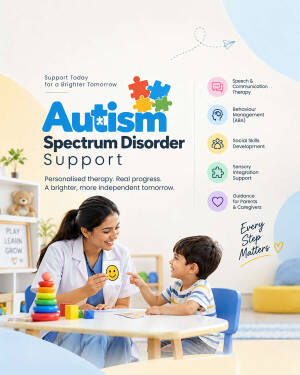 A therapist working with a young child on developmental skills in a brightly lit room, representing autism support services.