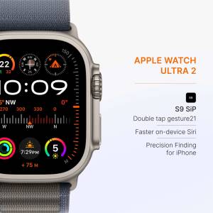 Close-up of the Apple Watch Ultra 2 showcasing its display and features.