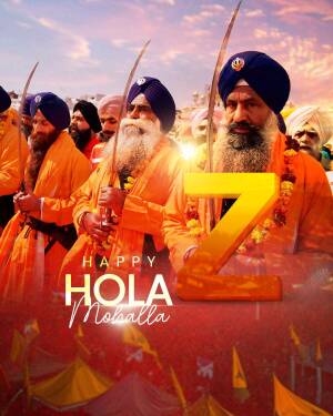 Sikh Nihang Singhs celebrating Hola Mohalla with swords and flags