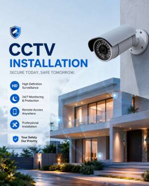 Modern house with professional CCTV security camera installed for high-definition home surveillance