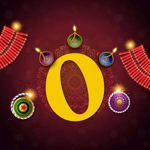 Diwali themed number zero with decorative elements