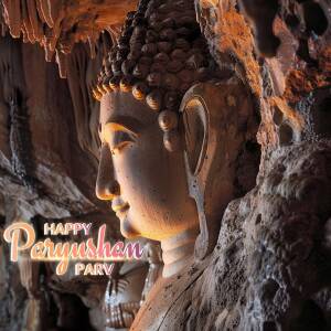 Buddha In Cave - Happy Paryushan Parv Design For Instagram