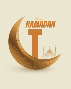 Ramadan crescent moon with mosque silhouette