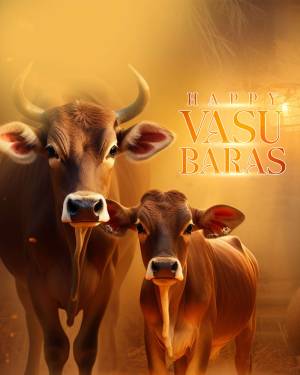 Happy Vasu Baras - Cow And Calf Promotional Banner For WhatsApp