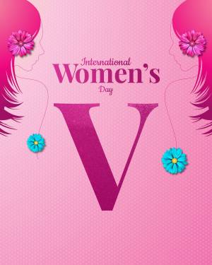 International Women's Day graphic with silhouettes and floral elements