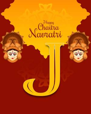 Chaitra Navratri festive greeting with Goddess Durga and the letter J