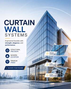 Modern skyscraper glass facade showcasing curtain wall systems for architectural design